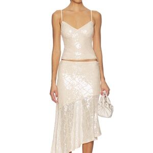 Elegant Cream Sequin Skirt